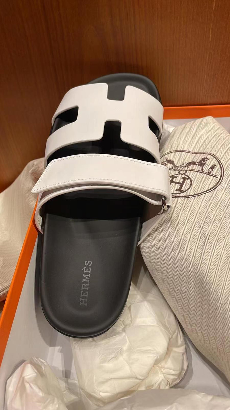 Hermès Chypre Sandals (White/Black)