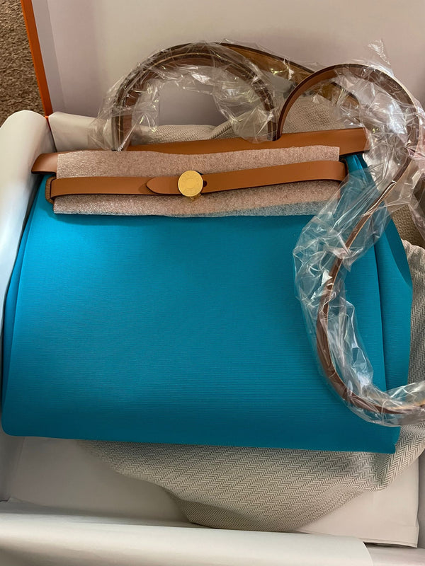 Hermès Herbag Zip 31 Bag Bleu Aztèque/Menthe/Nature GHW