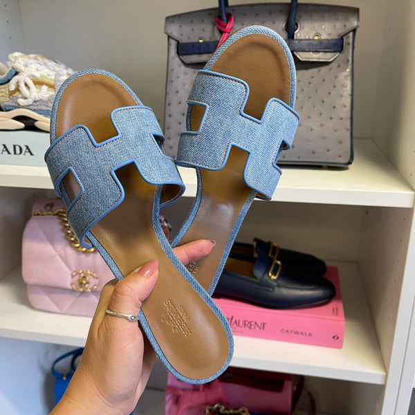 Hermès Oasis Denim Canvas Sandals