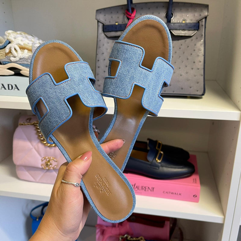 Hermès Oasis Denim Canvas Sandals