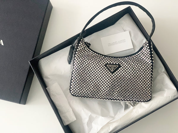 Prada Satin Bag With Crystals (Black)