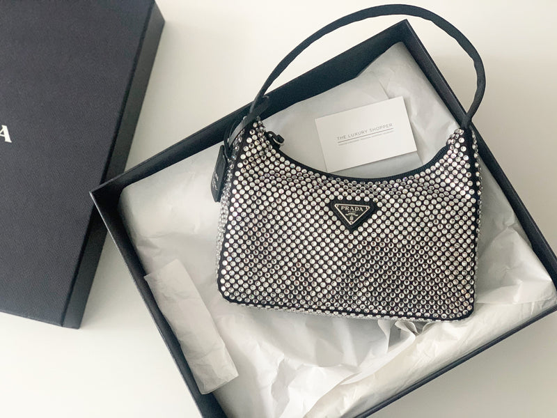 Prada Satin Bag With Crystals (Black)