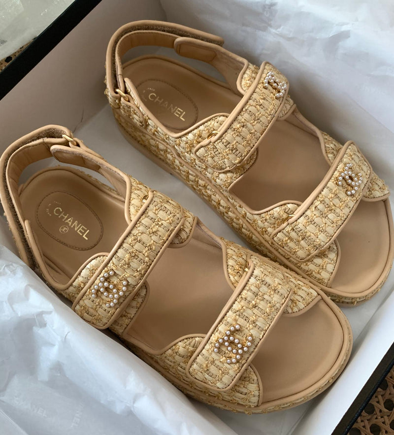 Chanel Raffia CC 'Dad' Sandals