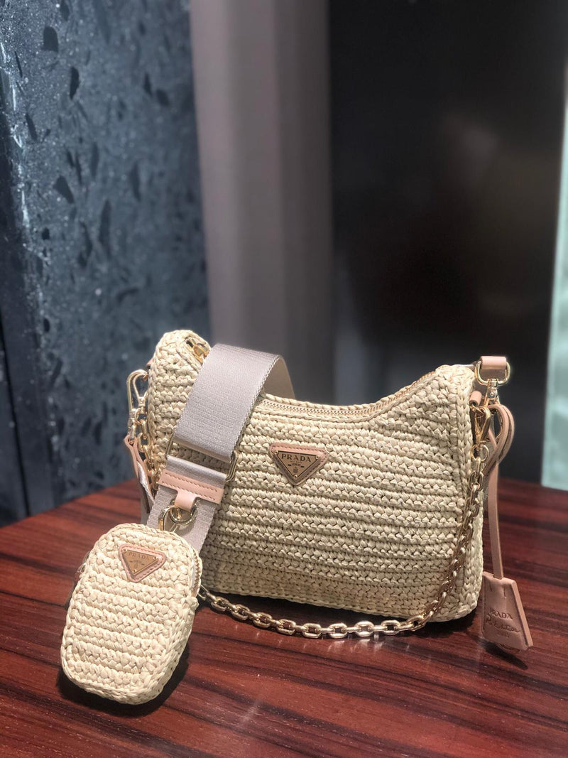 Prada Re-Edition 2005 Raffia Bag (Beige)