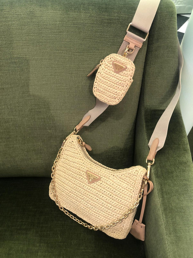 Prada Re-Edition 2005 Raffia Bag (Beige)