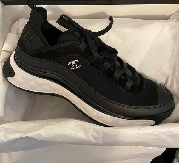 Chanel Velvet & Calfskin Sneaker (Black)