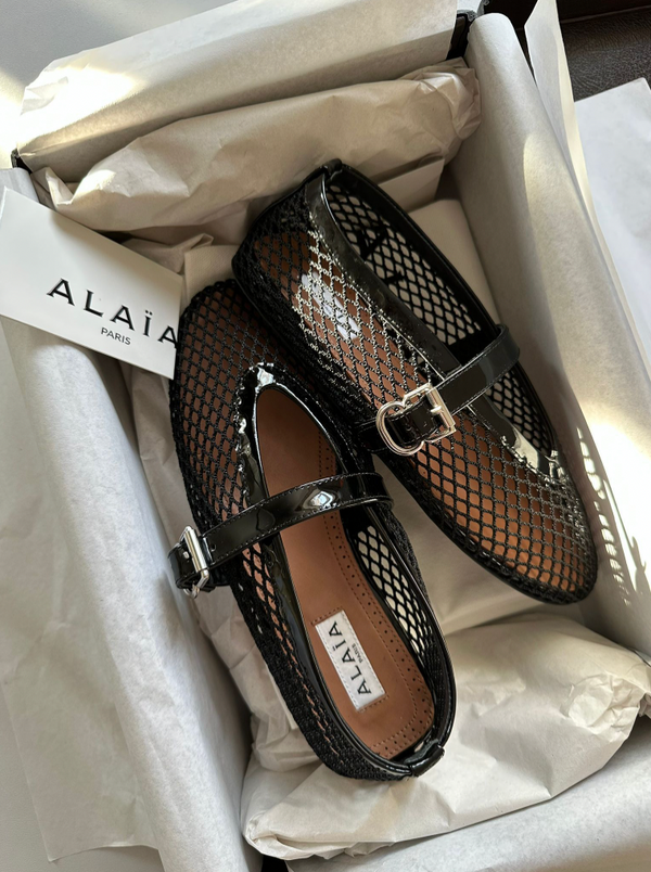 Alaïa Ballerinas in Fishnet