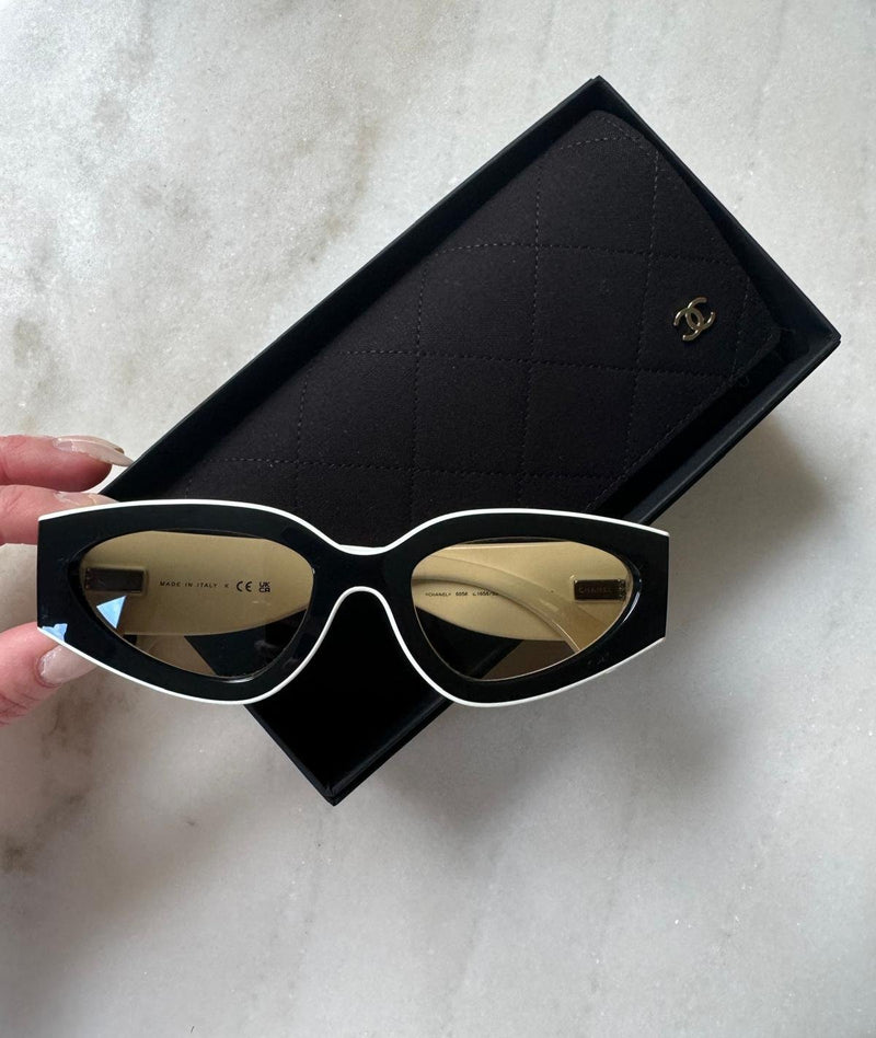 Chanel Cat Eye Sunglasses (Black & White)