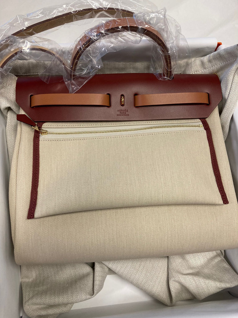 Hermès Herbag Zip 31 Bag Beton / Nature / Rouge H / Fauve GHW