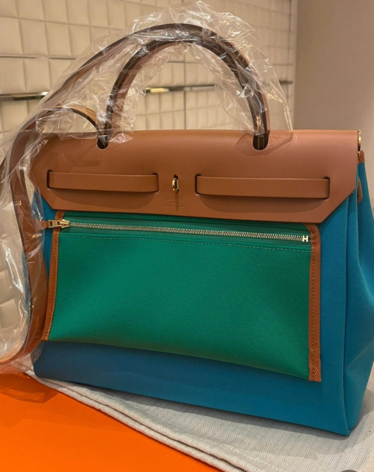 Hermès Herbag Zip 31 Bag Bleu Aztèque/Menthe/Nature GHW