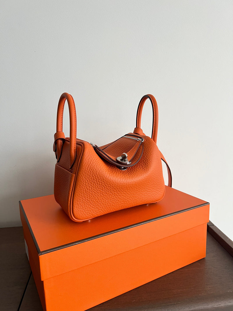 Hermès Mini Lindy Orange Clemence PHW