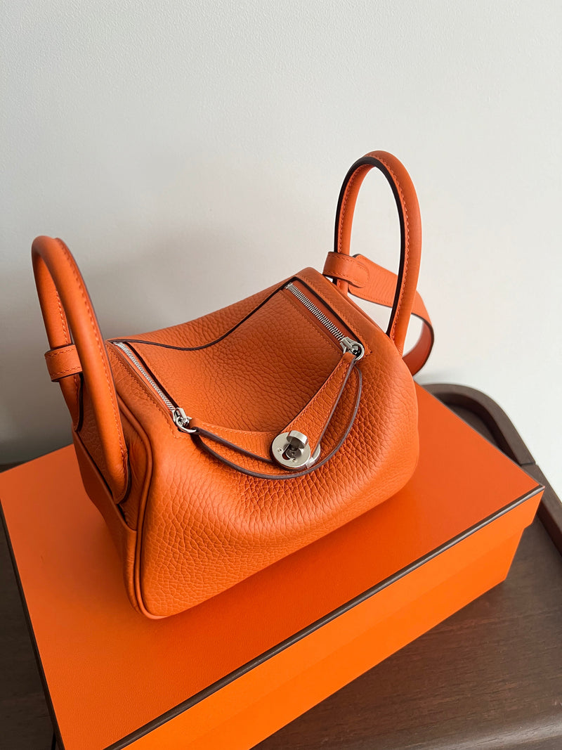 Hermès Mini Lindy Orange Clemence PHW