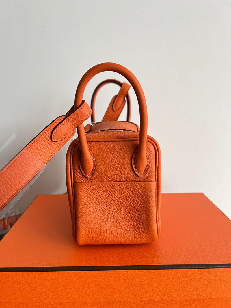 Hermès Mini Lindy Orange Clemence PHW