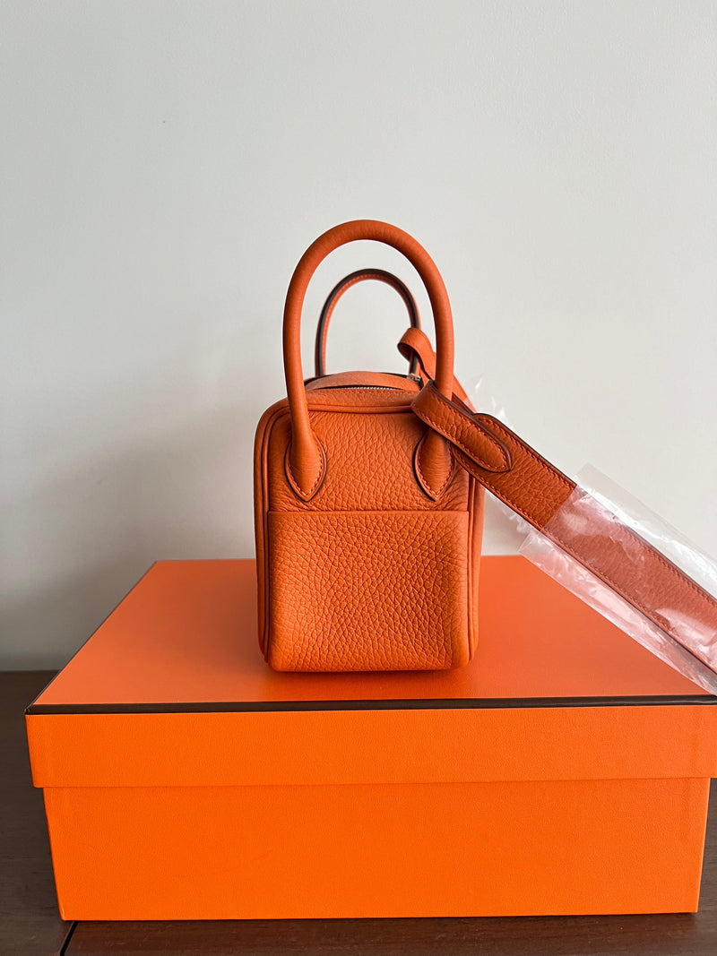 Hermès Mini Lindy Orange Clemence PHW