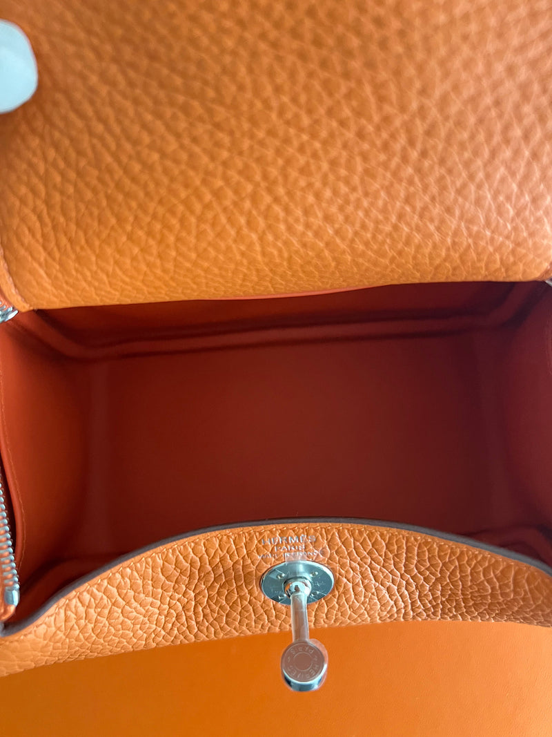 Hermès Mini Lindy Orange Clemence PHW