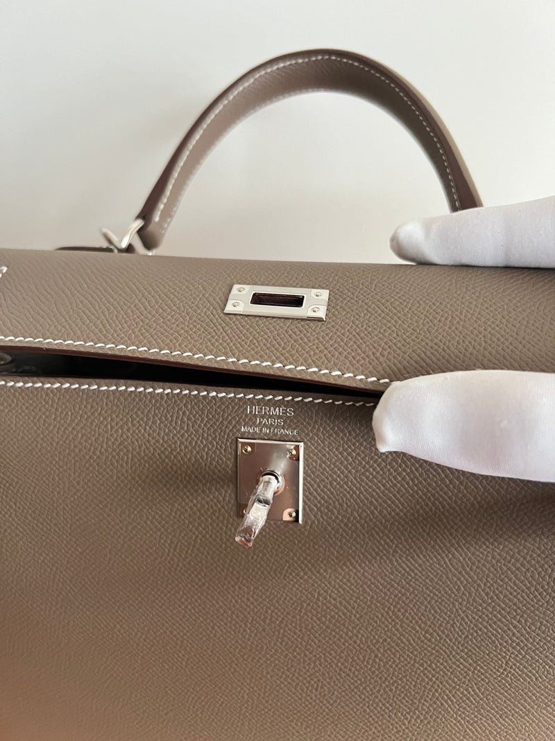 Hermès Kelly 25 Sellier Epsom Etoupe PHW