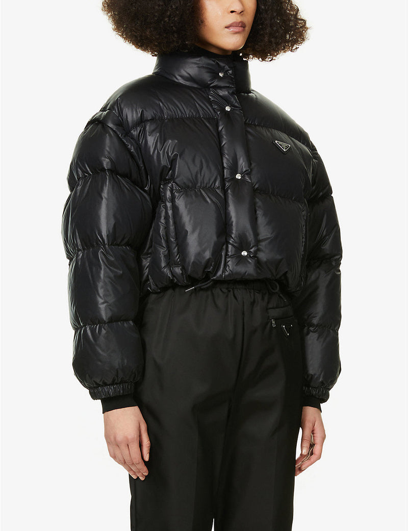 Prada Ciré Cropped Puffer Jacket Black (Detachable Sleeves)