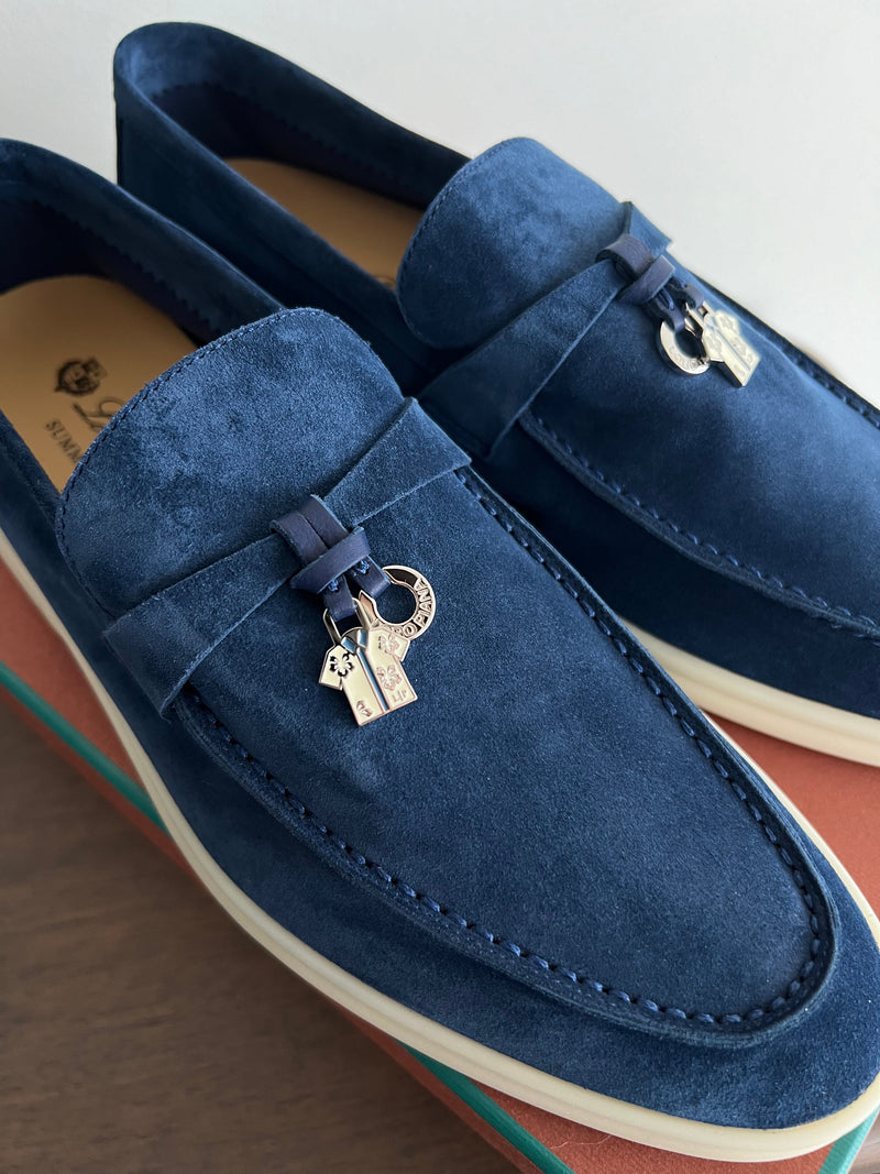 Loro Piana Summer Charms Walk Loafers (Anemone Blue)