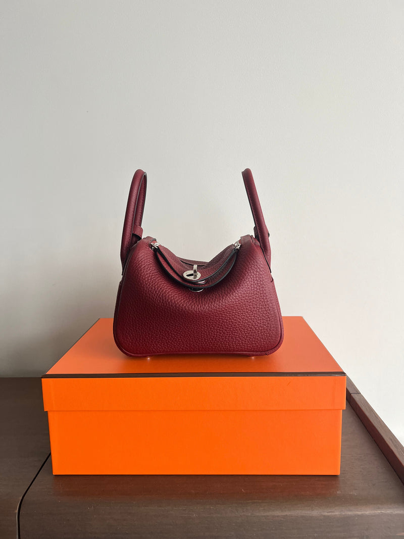 Hermès Mini Lindy Rouge H Clemence PHW
