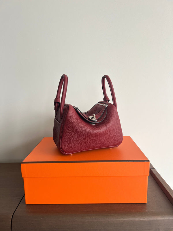 Hermès Mini Lindy Rouge H Clemence PHW