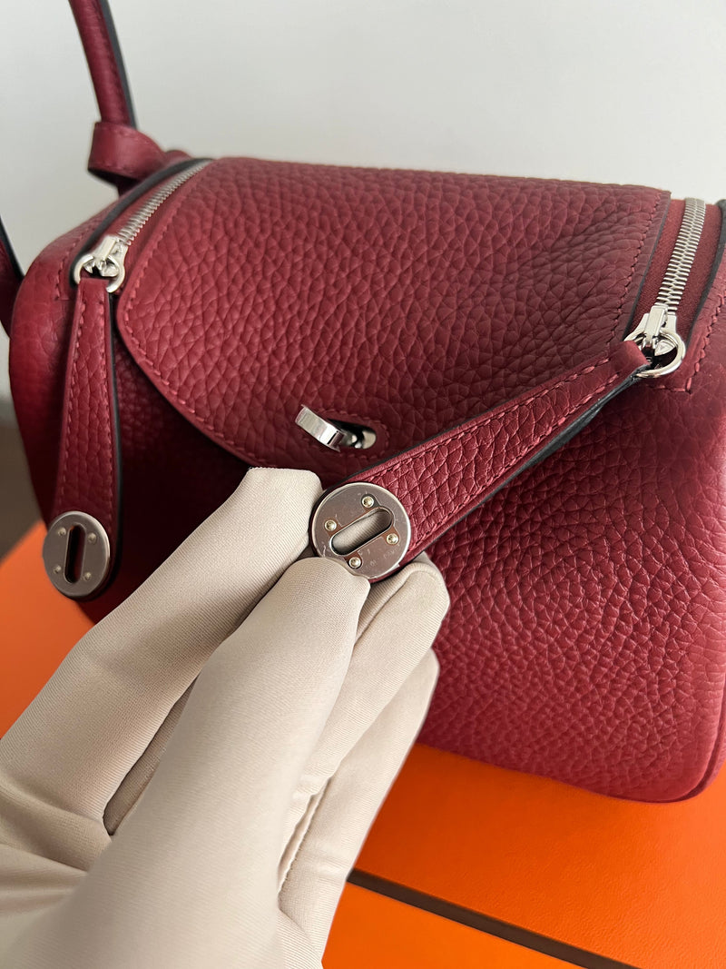Hermès Mini Lindy Rouge H Clemence PHW