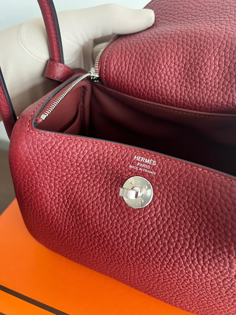 Hermès Mini Lindy Rouge H Clemence PHW