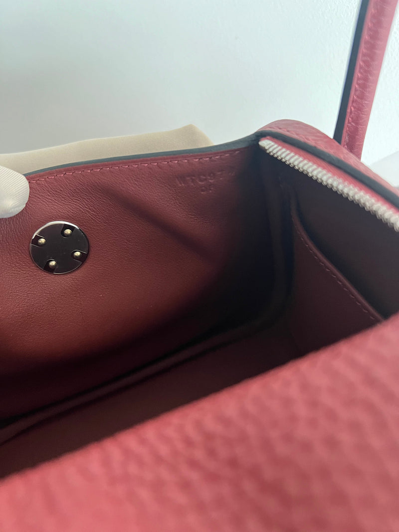 Hermès Mini Lindy Rouge H Clemence PHW