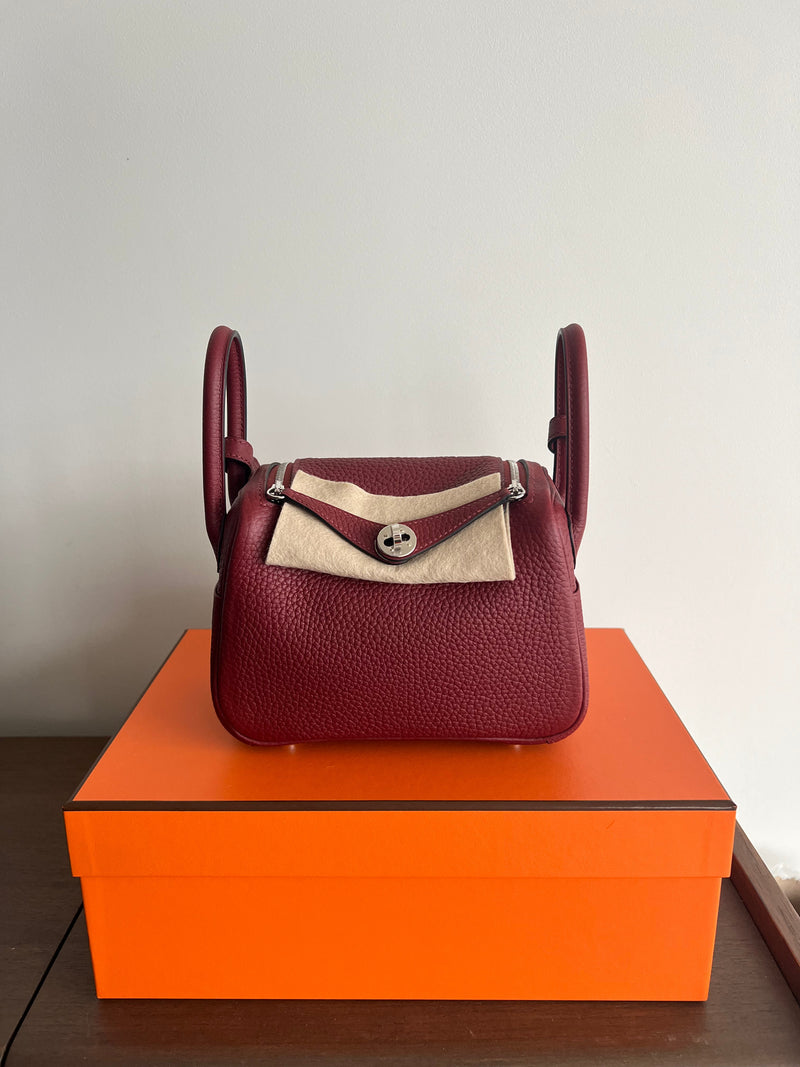 Hermès Mini Lindy Rouge H Clemence PHW