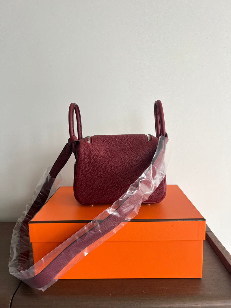 Hermès Mini Lindy Rouge H Clemence PHW