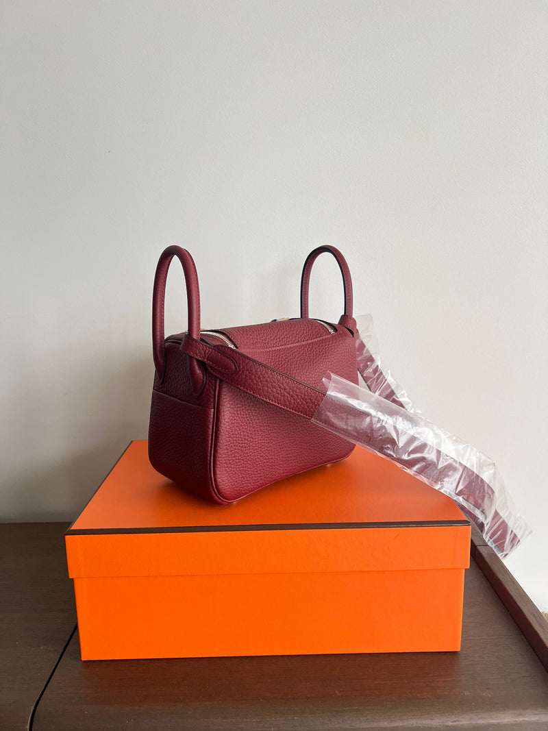 Hermès Mini Lindy Rouge H Clemence PHW
