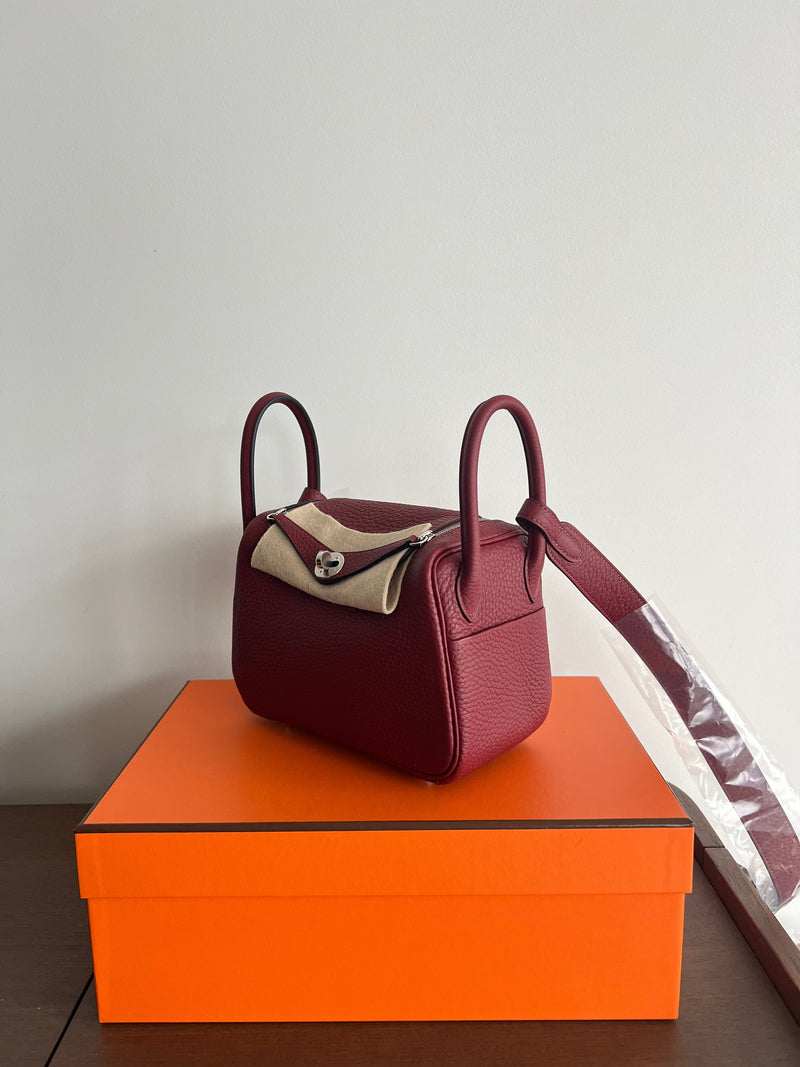 Hermès Mini Lindy Rouge H Clemence PHW