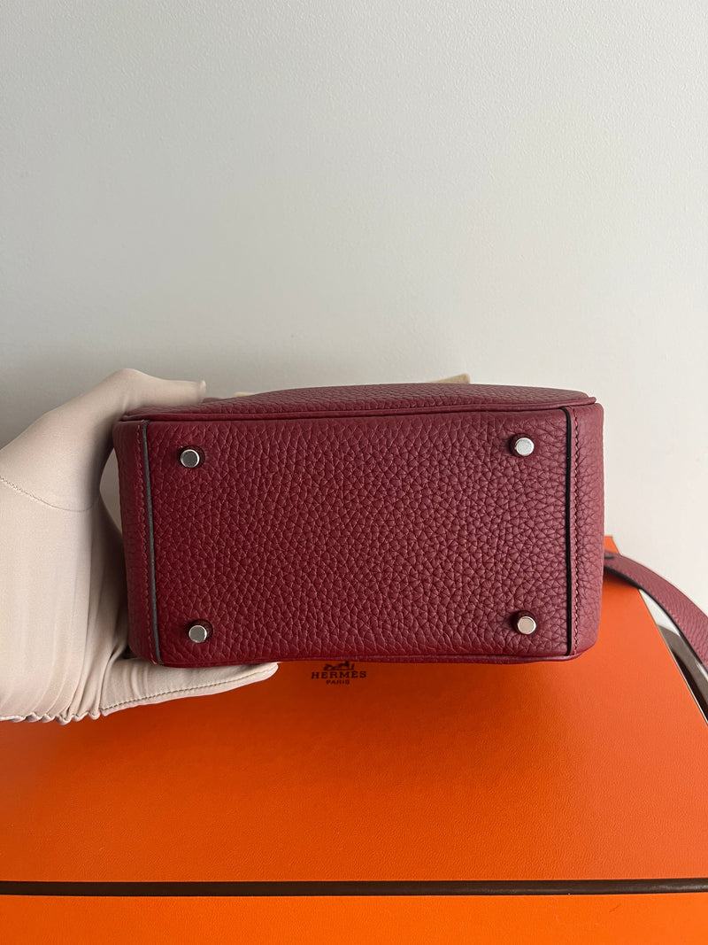 Hermès Mini Lindy Rouge H Clemence PHW