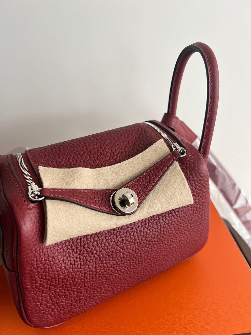 Hermès Mini Lindy Rouge H Clemence PHW