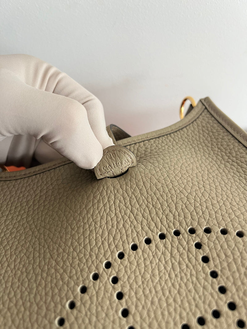 Hermès Mini Evelyne 16 Beige Marfa Clemence GHW