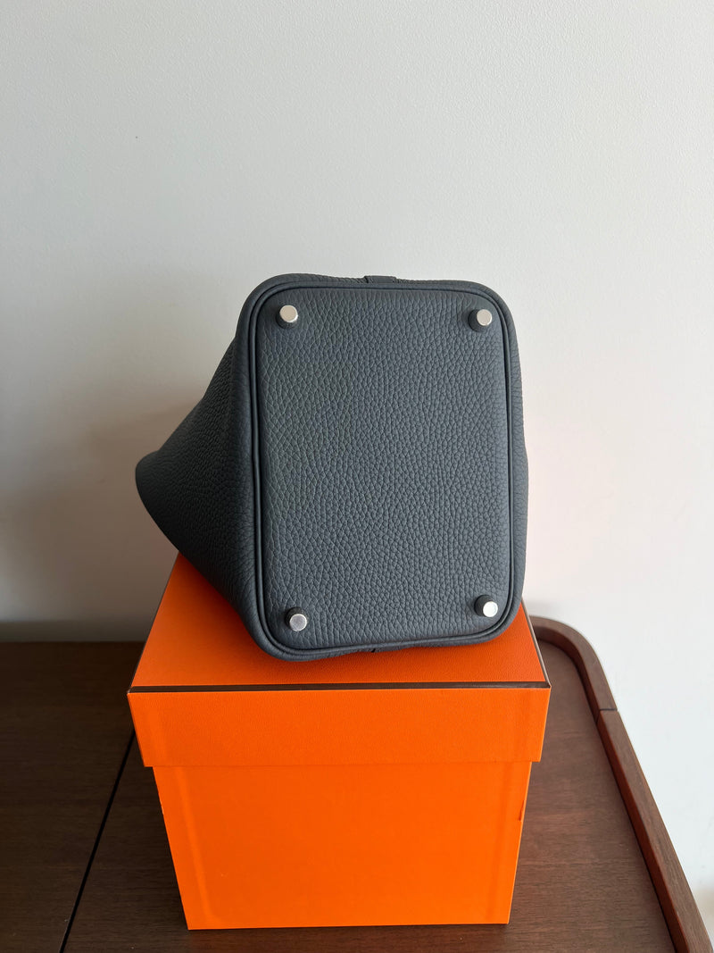 Hermès Picotin 18cm Gris Misty Clemence PHW