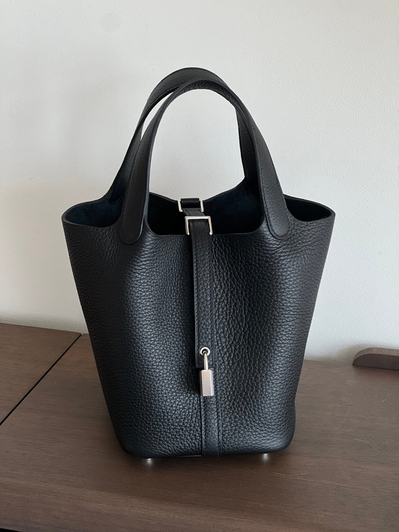 Hermès Picotin 18cm Black Clemence PHW
