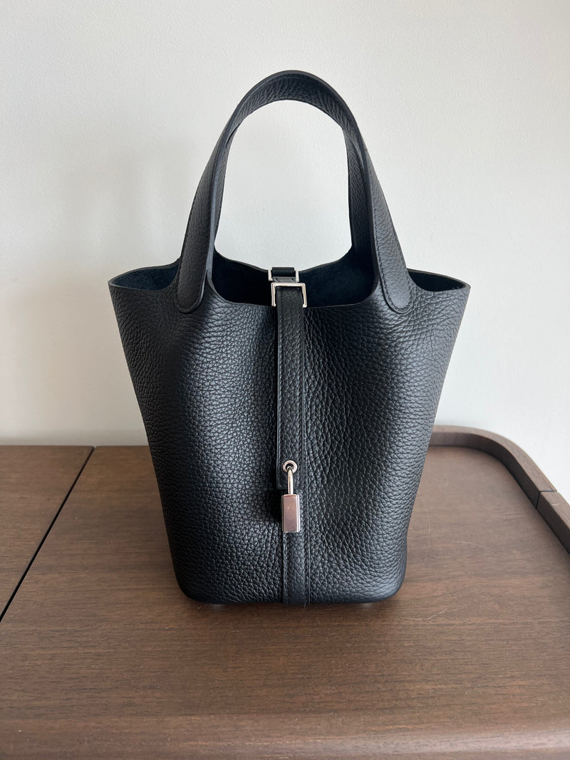 Hermès Picotin 18cm Black Clemence PHW