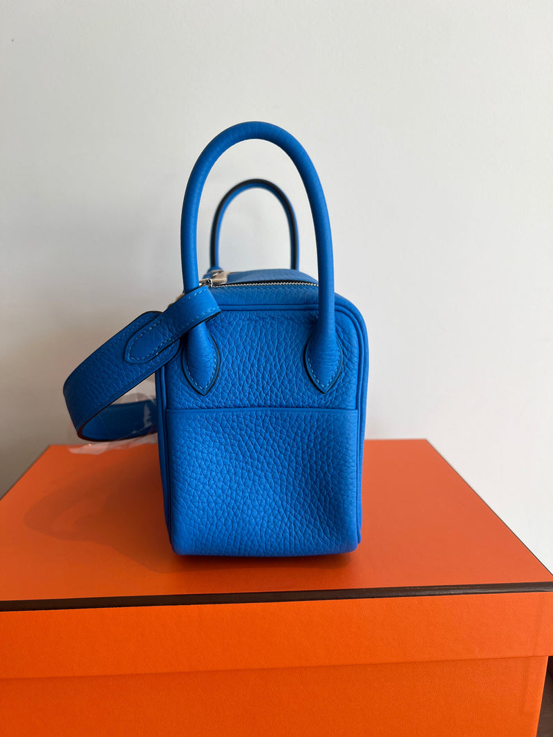 Hermès Mini Lindy Bleu Hydra Clemence PHW