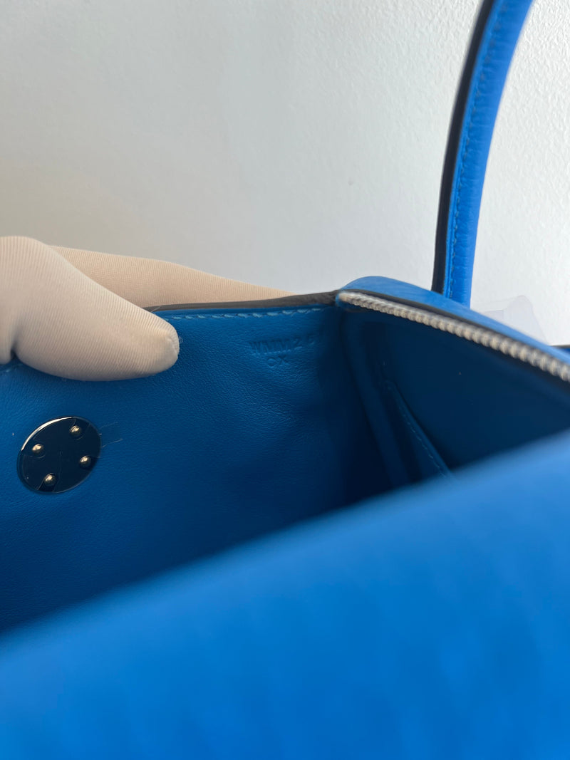 Hermès Mini Lindy Bleu Hydra Clemence PHW