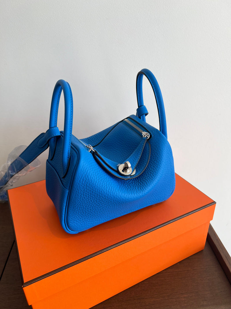 Hermès Mini Lindy Bleu Hydra Clemence PHW
