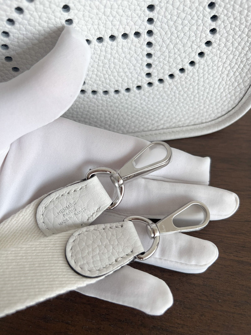 Hermès Mini Evelyne 16 Leather Bag New White PHW