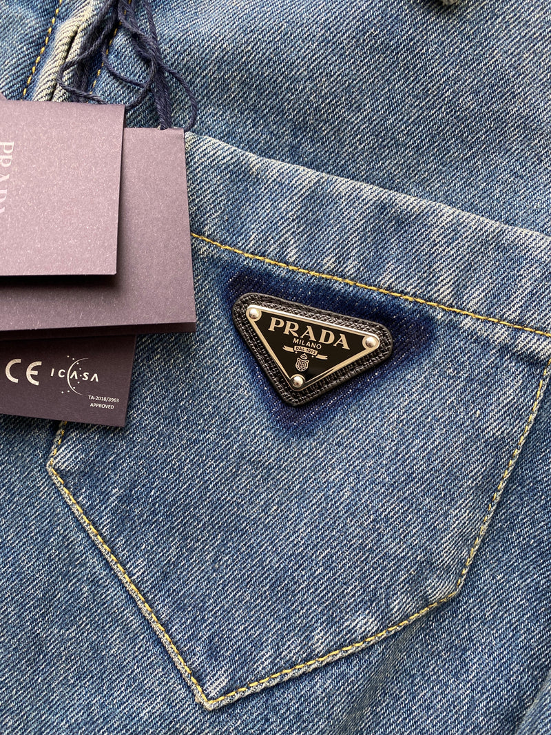 Prada Cropped Organic Denim Jacket