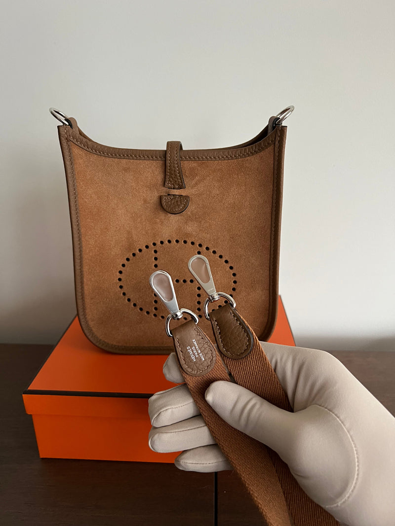Hermès Mini Evelyne 16 Grizzy Clemence Chamois Alezan Gold PHW