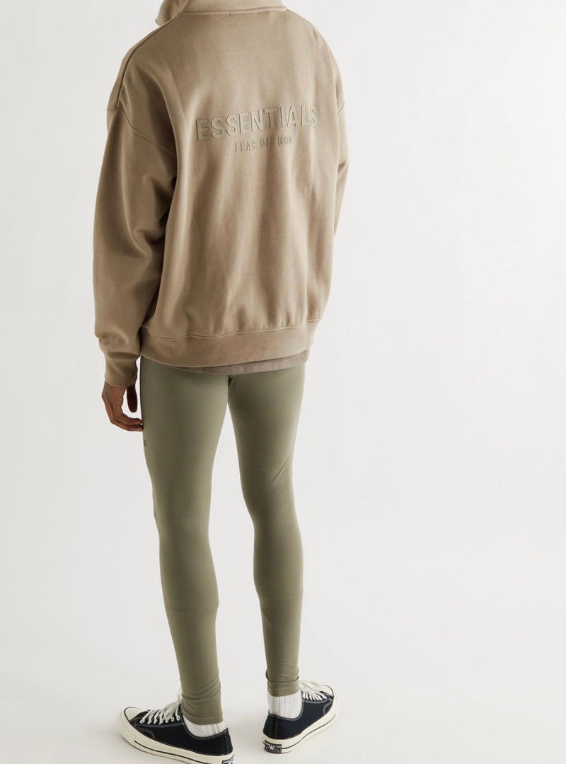 Fear Of God ESSENTIALS Mock Neck Half Zip Sweatshirt Moss