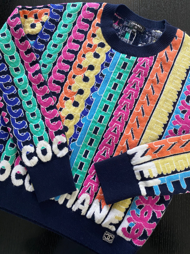 Chanel CC Chanel Logo Sweater Multi Coloured