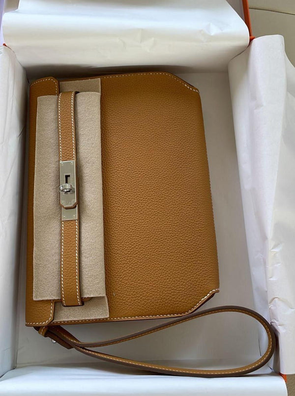 Hermès Kelly Depeches 25 Togo Natural Sable Palladium Hardware