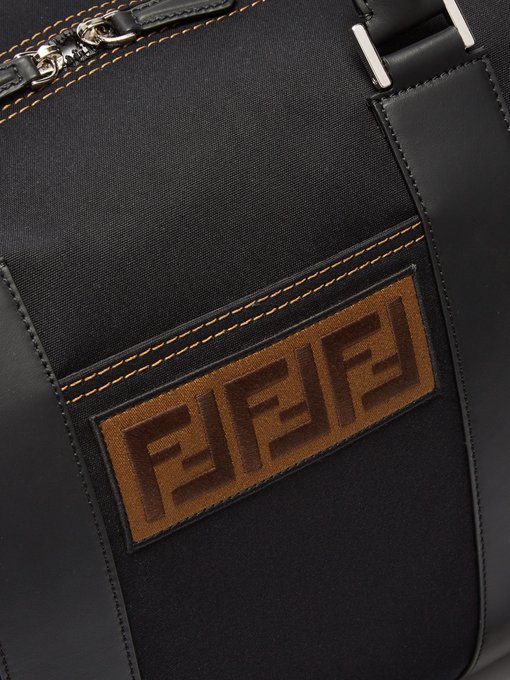 Fendi Logo Patch Canvas Holdall Bag