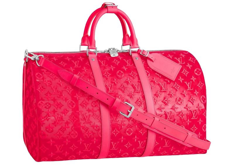 Louis Vuitton Keepall Bandouliere Monogram Mesh 50 Pink
