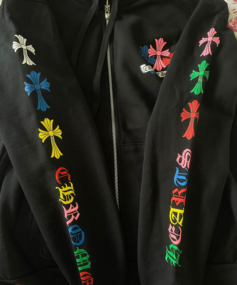 Chrome Hearts Multi Color Cross Zip Up Hoodie
