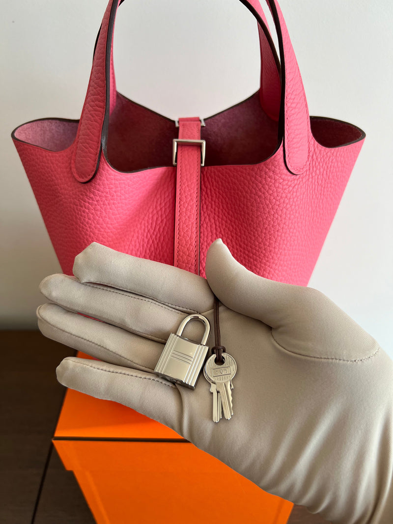 Hermès Picotin 18cm Rose Azalee PHW